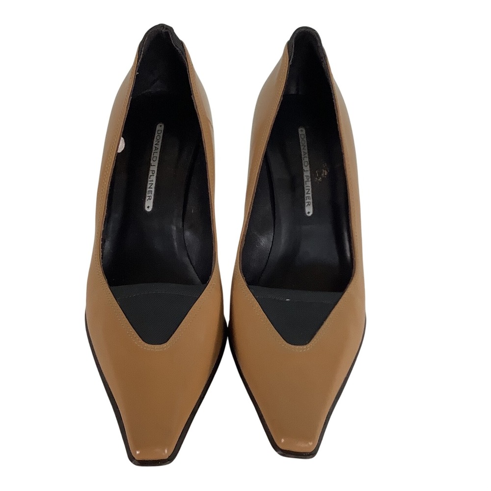 Donald J Pliner Marie S4 Camel Tan Leather Pointed Toe Pumps Heels Womens 10 M